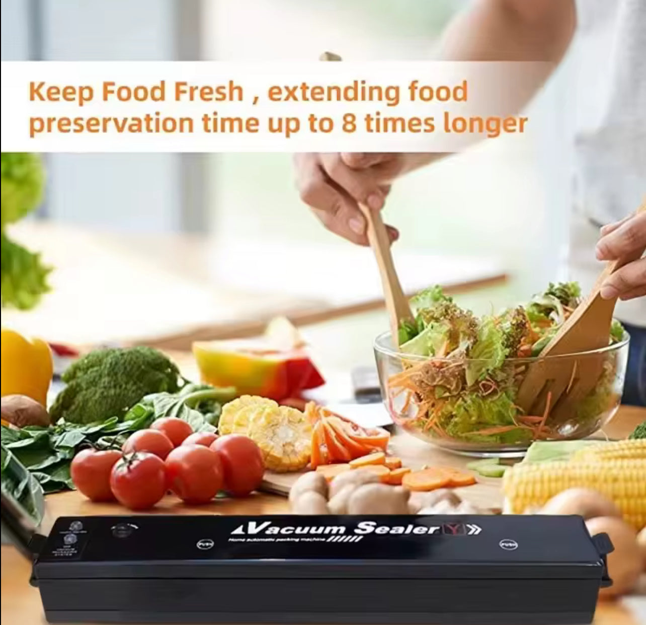 Seal-A-Matic Sigillatrice Sottovuoto Automatica per Alimenti – Macchina Sottovuoto per Conservazione di Verdura, Frutta, Carne – Con 10 Sacchetti Inclusi - BDIT ACCESSORI