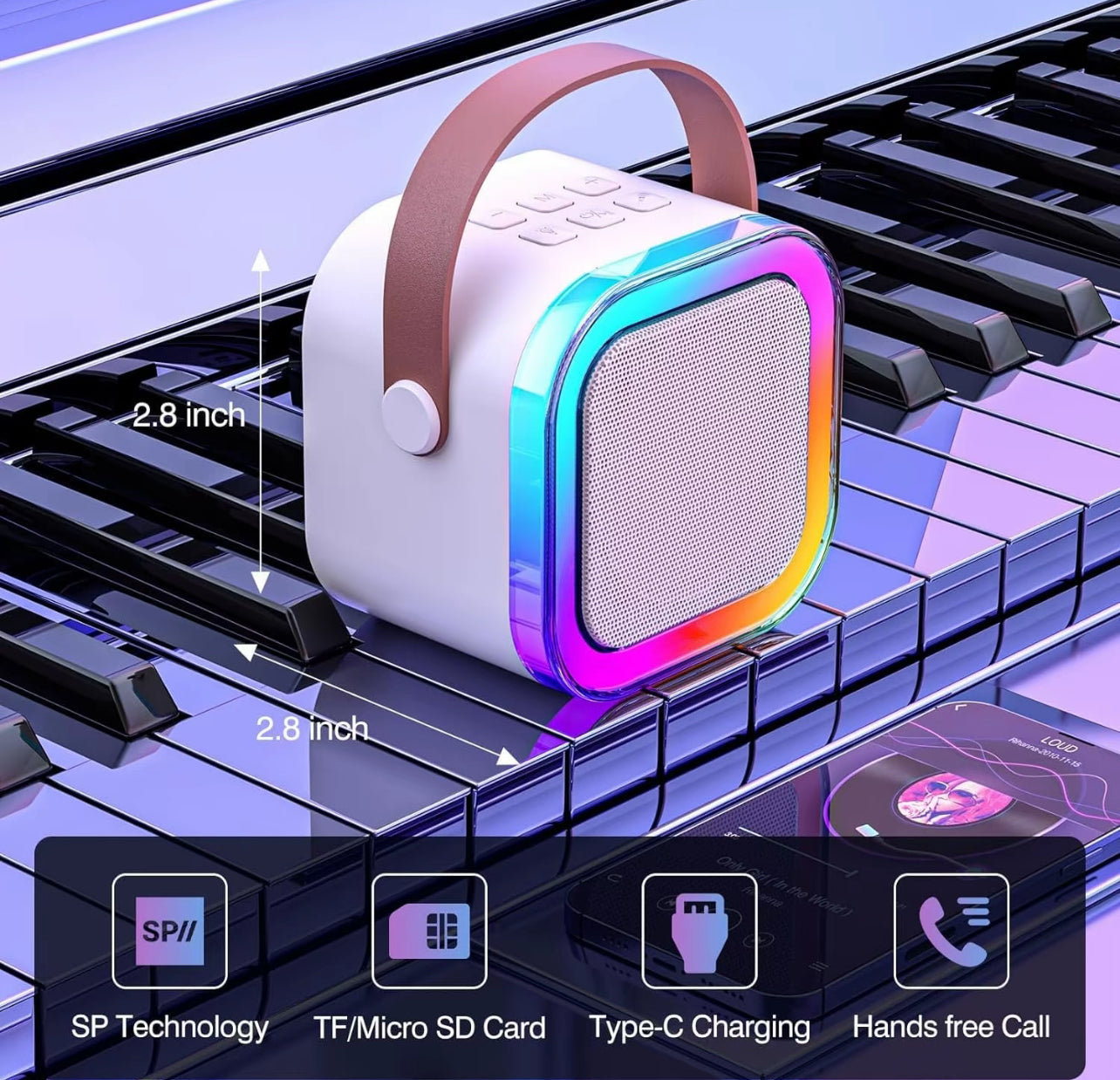 Altoparlante per karaoke senza fili con 2 microfoni wireless, Sistema di altoparlanti KTV ricaricabili con suono stereo HiFi, Altoparlante senza fili con luci a led con colori RGB - BDIT ACCESSORI