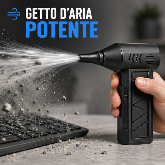 Mini Jet Fan Portatile Ricaricabile – Soffiatore d’Aria Compatto con Bocchetta Direzionata, Ricarica USB, per Tastiera, Auto, Elettronica, Banco da Lavoro e Pulizia di Piccoli Spazi