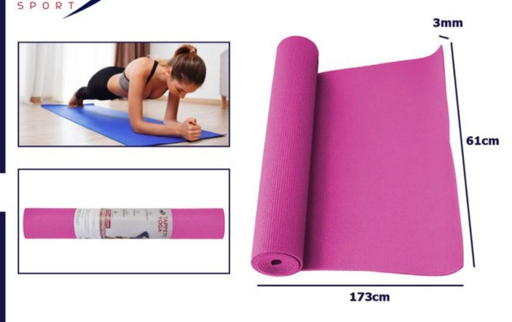 Tappetino Yoga e Fitness Antiscivolo (3mm) - Perfetto per Allenamento a Casa
