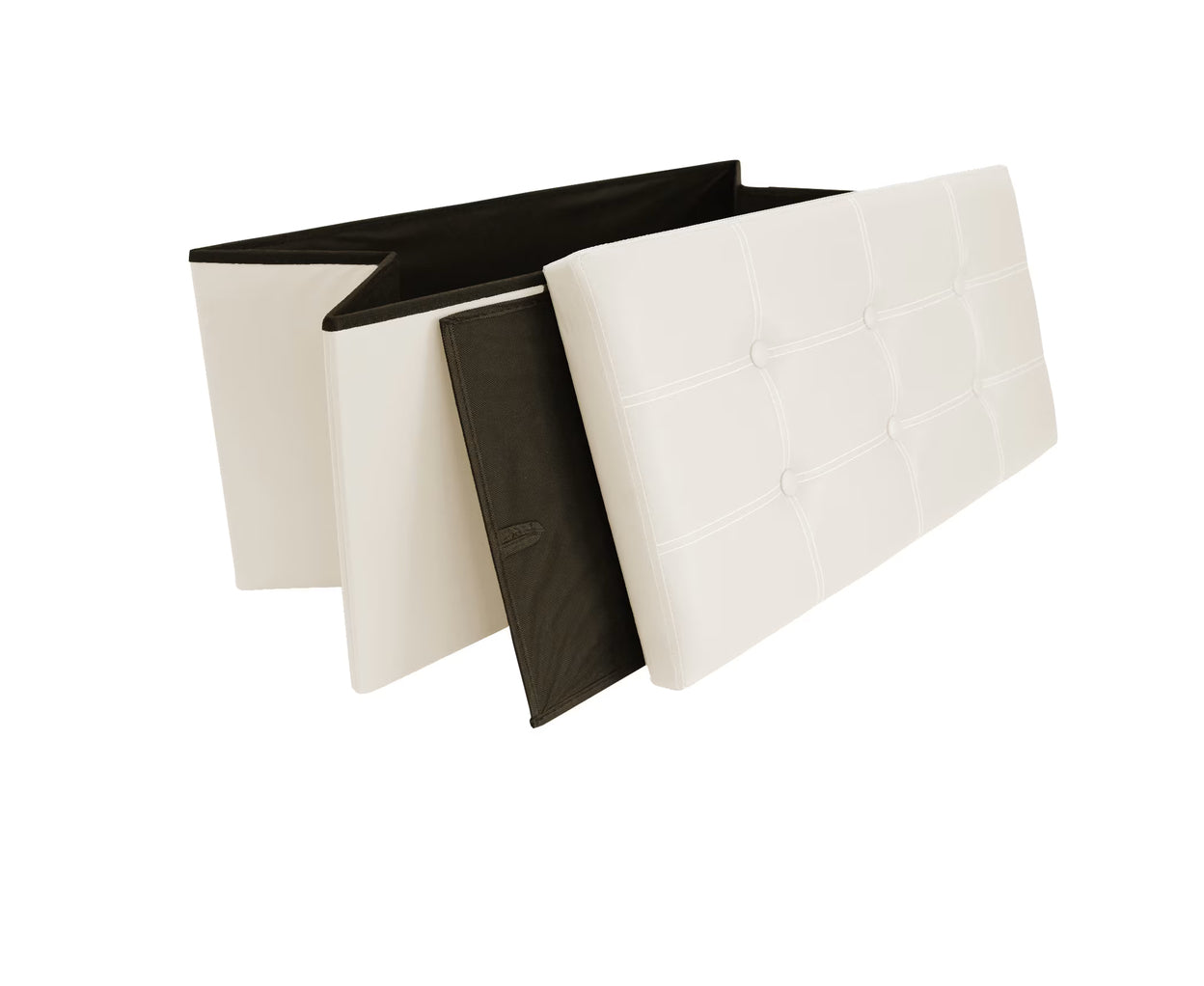 Leather Padded Trunk Bench Pouf with Quilted Button Design – Multi-Functional Storage Ottoman Bag – Available in Various Colours - BDIT ACCESSORI