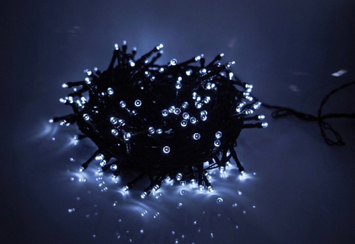 Catena Luci Natalizie LED Luce Fredda – Filo Verde, Metri, Uso Interno, con Controller DFH