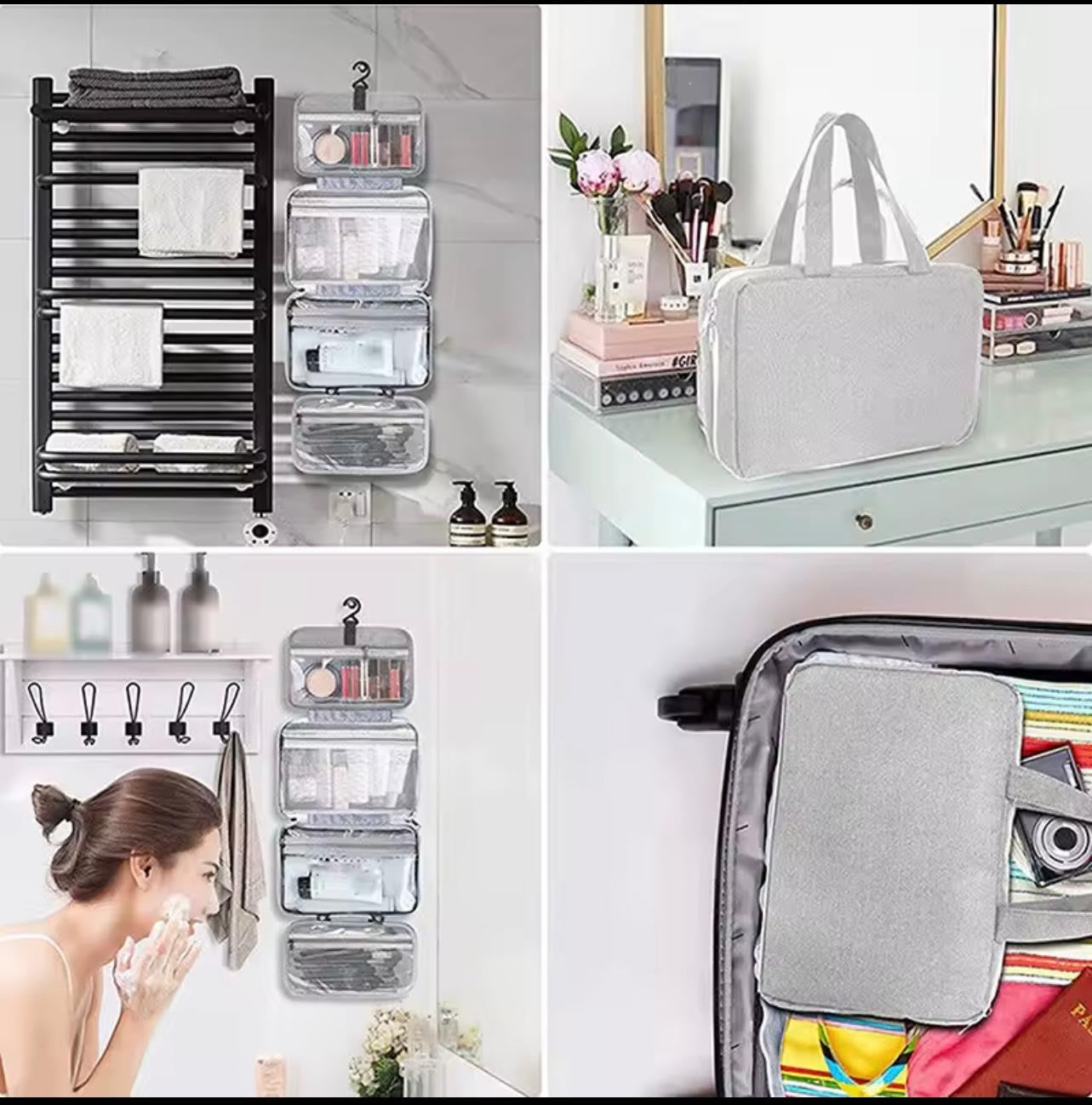 Beauty Case da Viaggio Appeso – Borsa Organizer Cosmetici Impermeabile, Porta Trucchi e Accessori da Toilette (27x18x13 cm)