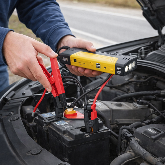 Avviatore Auto Portatile 12V Jump Starter con Power Bank USB e Torcia LED – Booster Batteria Auto Compatto per Emergenza