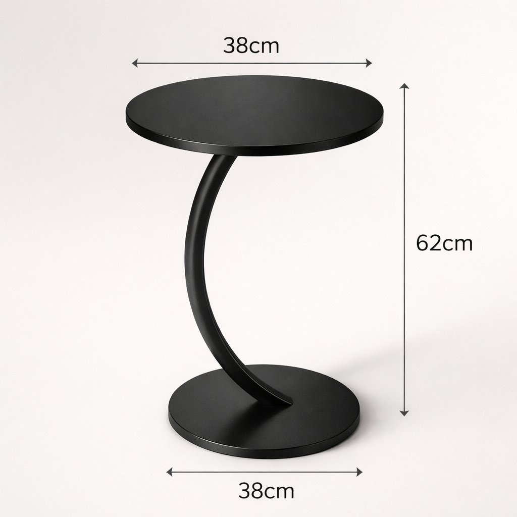 Tavolino Laterale Moderno Salvaspazio, Tavolino da Divano con Base in Metallo e Piano Rotondo, Tavolino da Salotto Minimal Design per Soggiorno Camera Ufficio, 38x40x62 cm