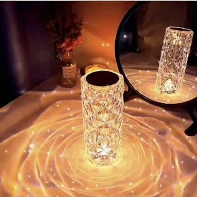 Lampada a Cristallo LED Ricaricabile – Lampada Decorativa da Tavolo con Effetto Prisma e Atmosfera Romantica