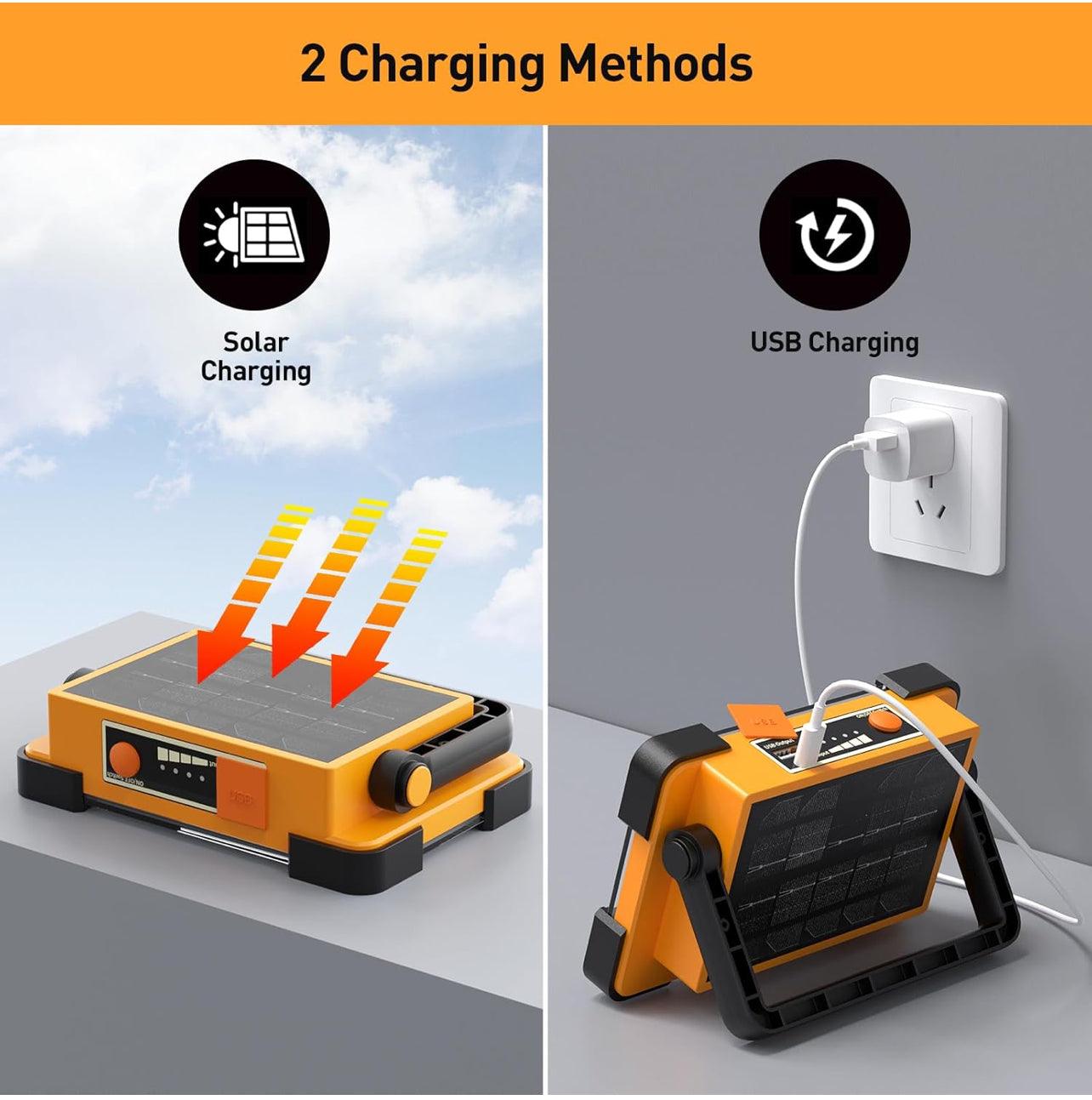 Faretto LED da Esterno, Proiettore LED Solare Portatile Luce Di Inondazione Ricaricabile Pannello Fotovoltaico For Esterni Torcia Di Emergenza IP66 Impermeabile ,per Giardino Corridoio Cortile 30w - BDIT ACCESSORI
