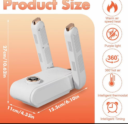 🔥 Asciuga Scarpe Elettrico con Termostato Intelligente e Luce UV – Asciugatura Rapida 360° | Display Digitale | Ideale per Scarpe, Stivali, Guanti e Caschi