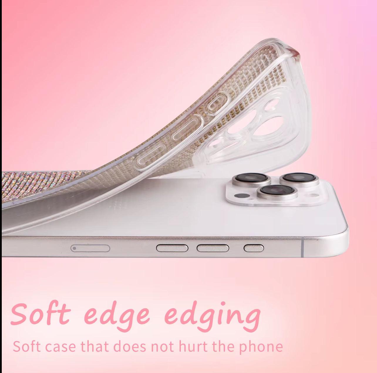 Cover iPhone Brillantinata con Strass – Custodia Trasparente Lussuosa Antiurto con Cristalli Brillanti, Elegante e Fashion per Donna” - BDIT ACCESSORI