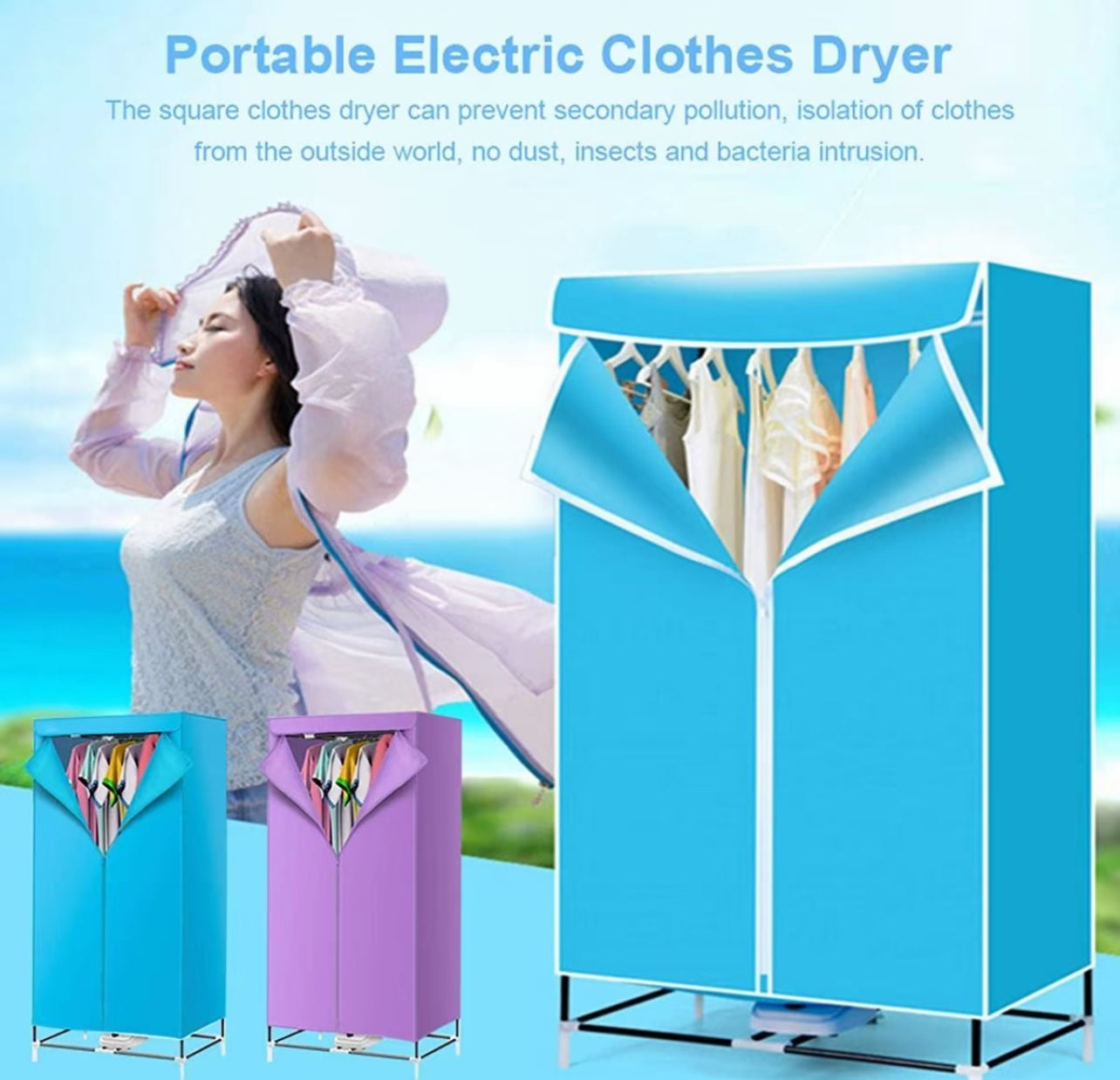 Armadio Stendino Elettrico Asciugabiancheria Portatile – Asciuga, Protegge e Organizza i Tuoi Vestiti in Poco Spazio!