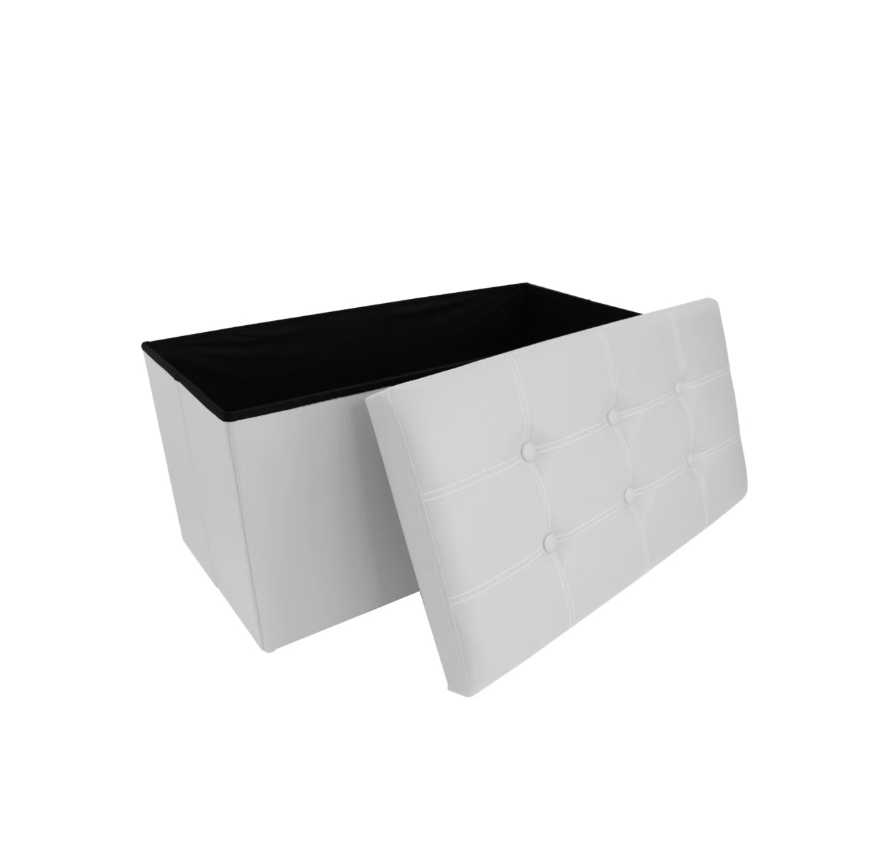 Leather Padded Trunk Bench Pouf with Quilted Button Design – Multi-Functional Storage Ottoman Bag – Available in Various Colours - BDIT ACCESSORI