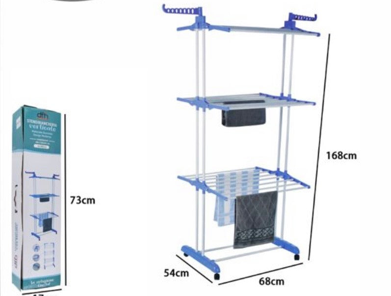 🧺 STENDIBIANCHERIA VERTICALE A TORRE SALVASPAZIO 3 LIVELLI con Ruote - Max Capienza in Minimo Ingombro!