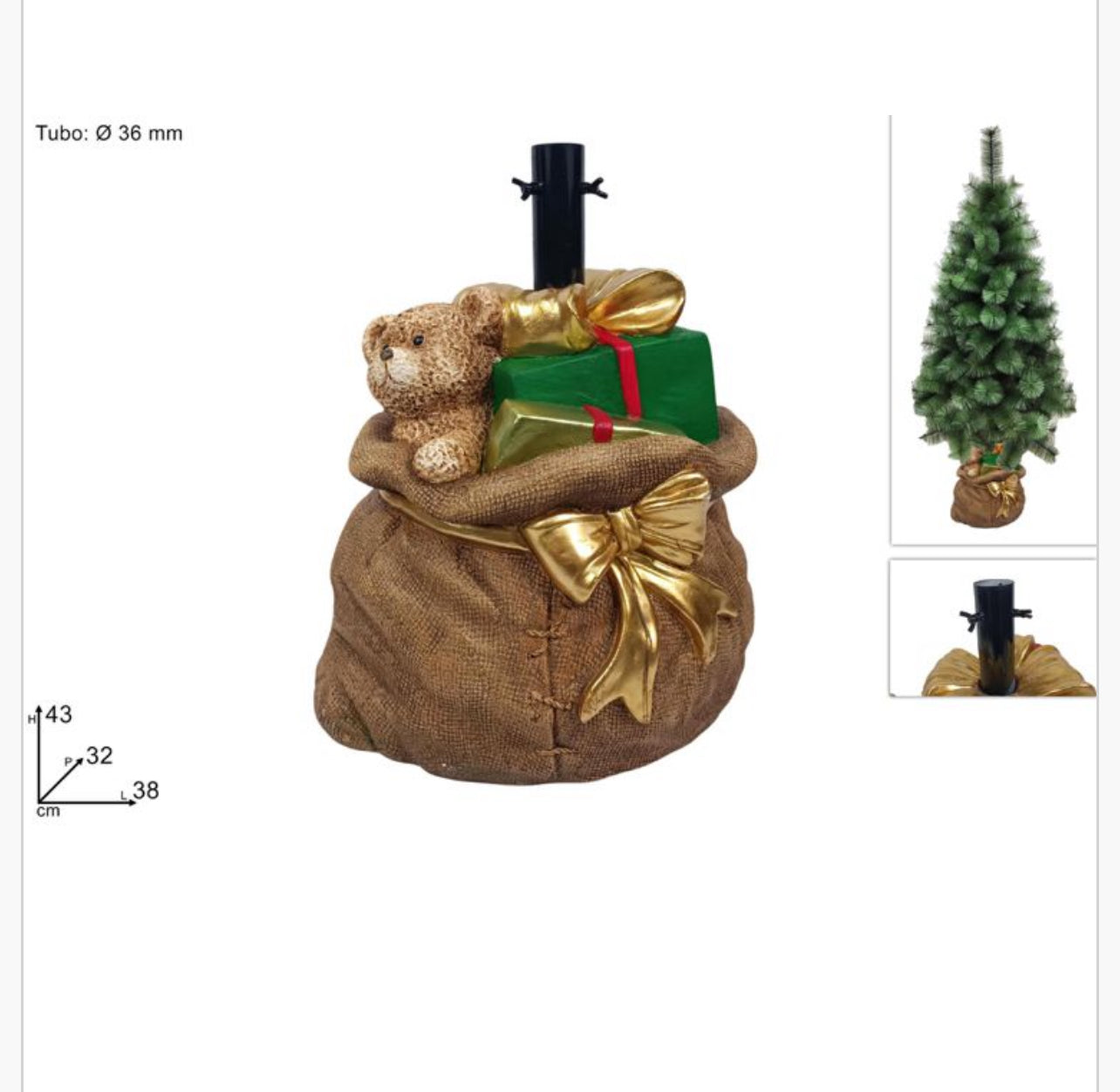 Base Ceppo per Albero di Natale – Supporto Decorativo in Finto Legno