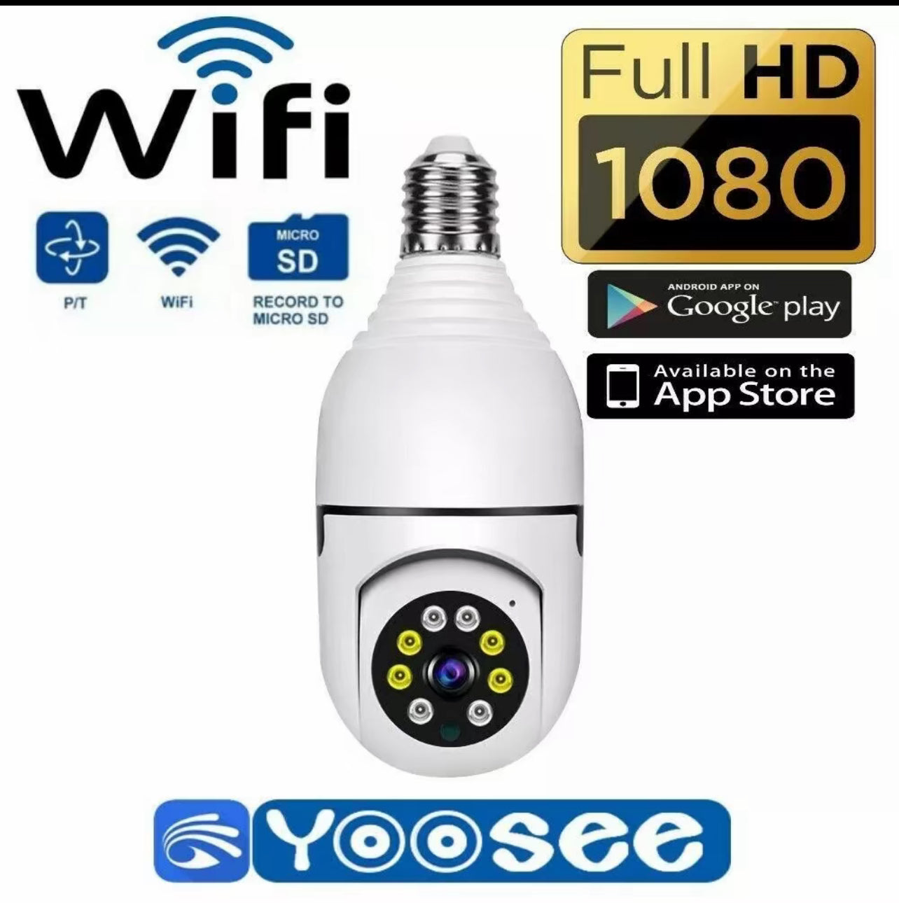 Bdit accessori -Videocamera WiFi a Lampadina 360° Full HD 1080P – Sorveglianza Smart con Visione Notturna - BDIT ACCESSORI