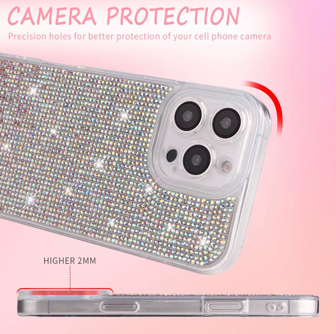 Cover iPhone Brillantinata con Strass – Custodia Trasparente Lussuosa Antiurto con Cristalli Brillanti, Elegante e Fashion per Donna” - BDIT ACCESSORI