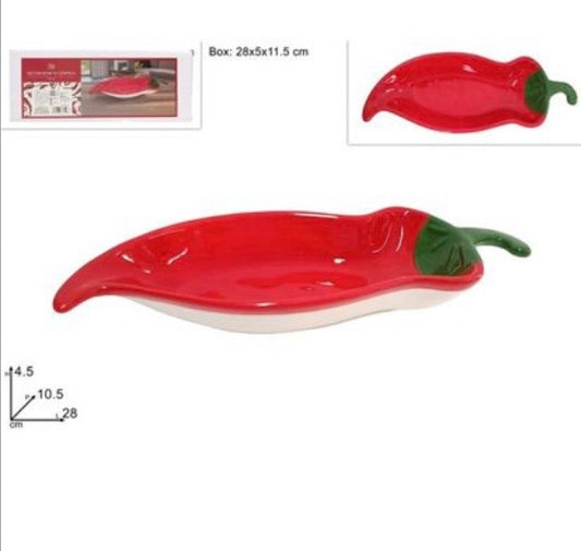 Piatto a forma di peperoncino rosso – Vassoio decorativo in ceramica