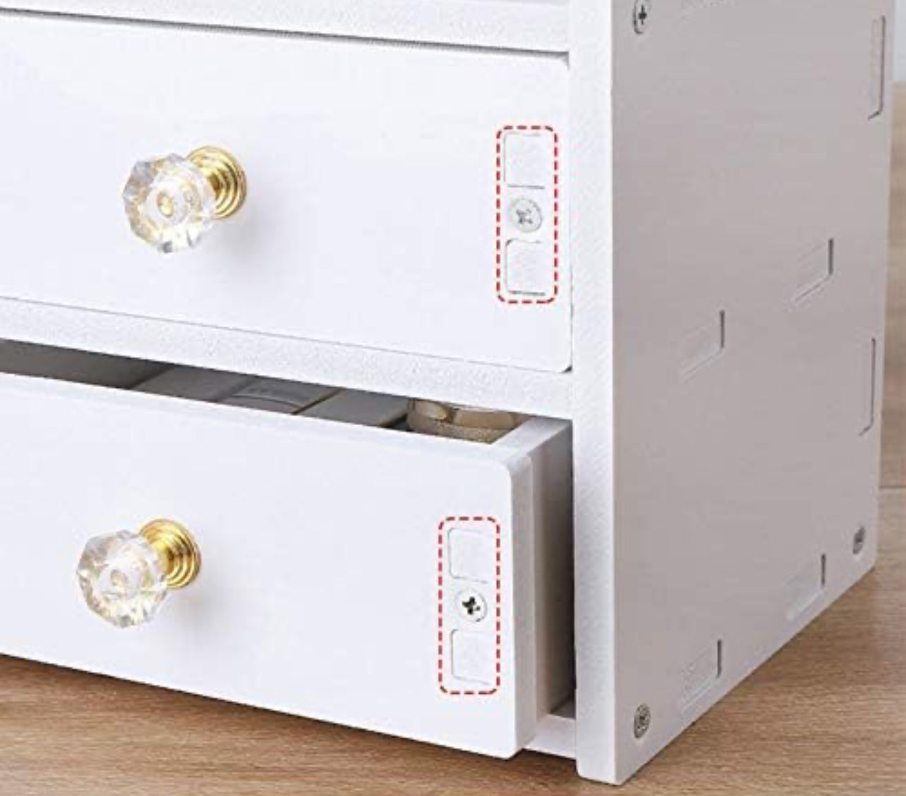 Specchiera da Tavolo con Cassetti – Organizer Make Up in Legno con Specchio Rotondo Orecchie Gatto