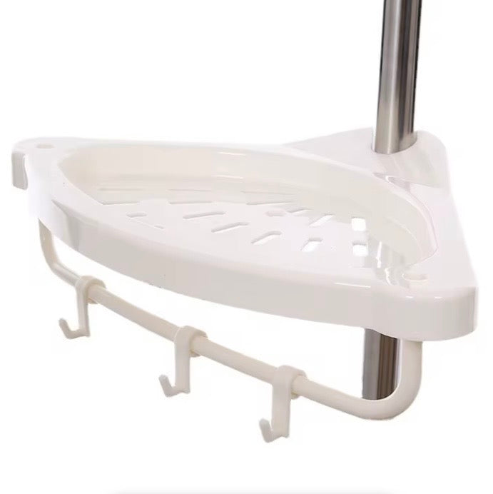 Mensola Angolare da Bagno e Cucina – Ripiano Estensibile a Colonna con 4 Ripiani Regolabili