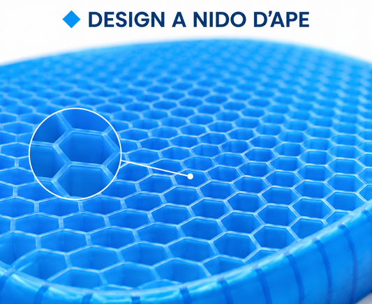 Cuscino in Gel per Seduta con Struttura a Nido d’Ape, Cuscino Comfort con Rivestimento Nero, per Sedia Ufficio, Casa, Auto e Gaming, Design Flessibile Blu