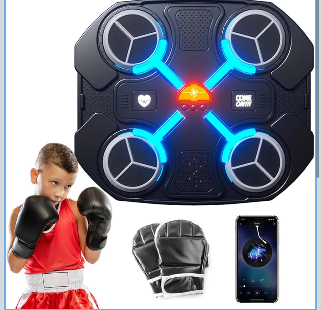 Macchina da Boxe Musicale Extra Large a Parete con LED Dinamico a Colori, Bluetooth, Musica Elettronica e 12 Livelli di Velocità – Allenamento Interattivo per Bambini e Adulti – Ideale per Casa, Interni, Palestre, Allenamenti Fitness e Tempo 27cmx32cm - BDIT ACCESSORI