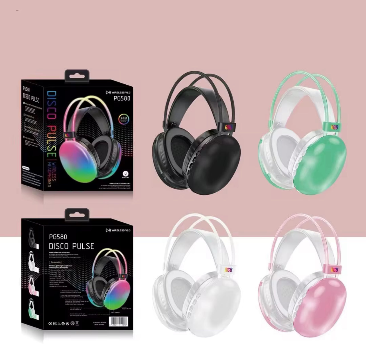 Cuffie Wireless RGB – Suono Avvolgente, Stile Unico