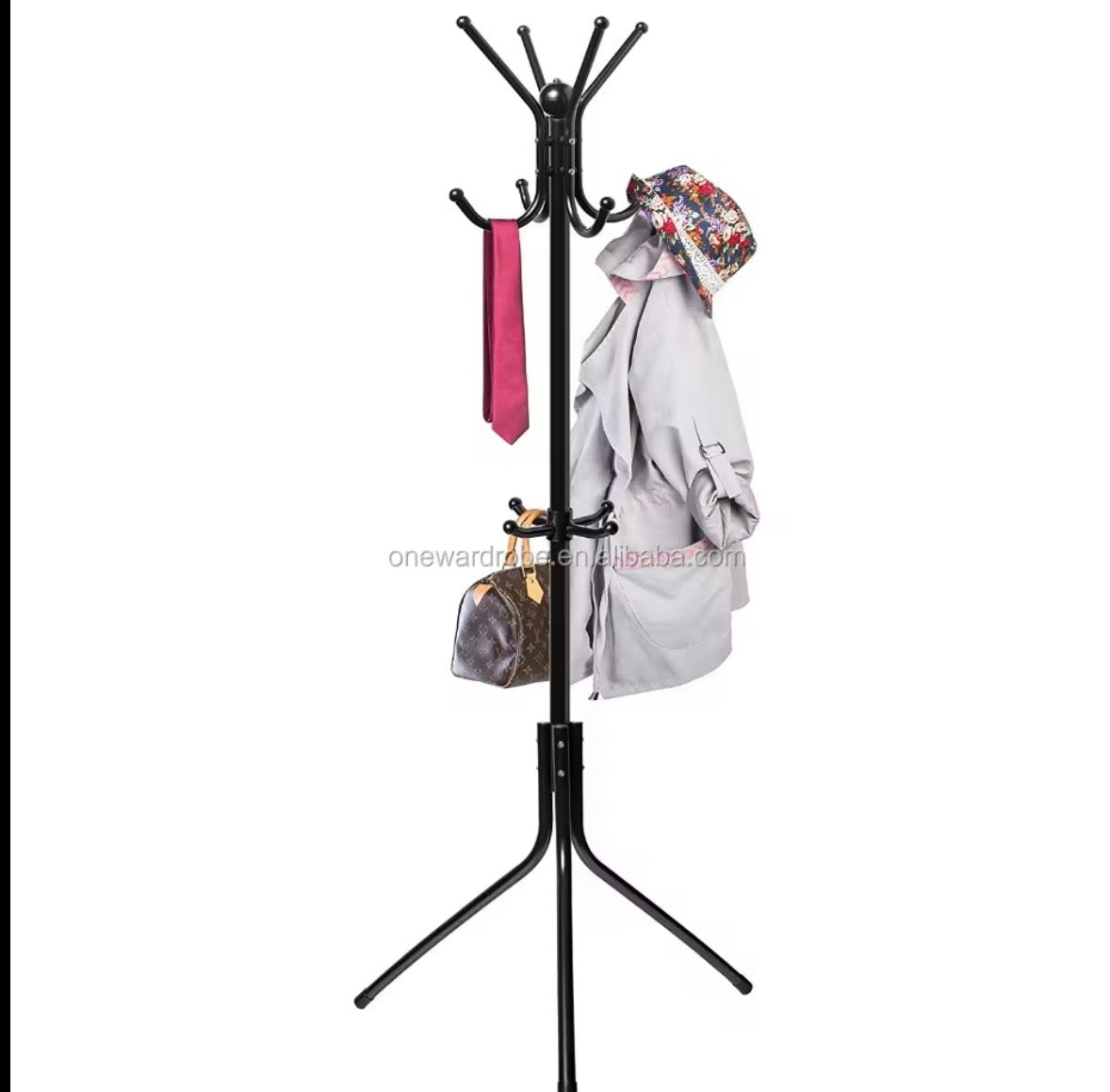 Appendiabiti a Piantana Nero Alto 170cm | Stand Attaccapanni Salvaspazio Moderno