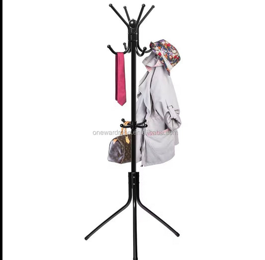 Appendiabiti a Piantana Nero Alto 170cm | Stand Attaccapanni Salvaspazio Moderno