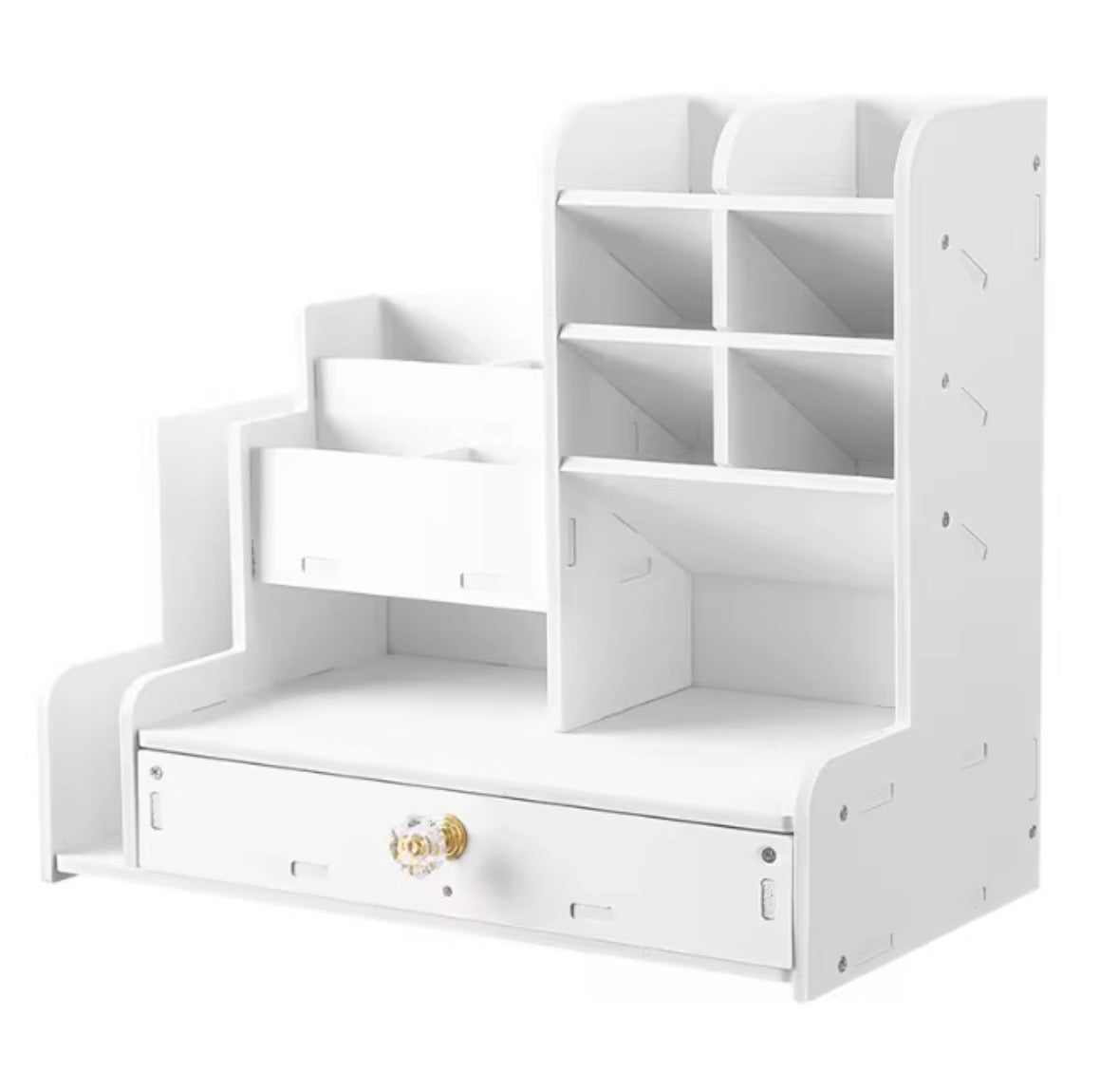 Organizer Trucchi Premium in Legno Bianco con Cassetto Porta Gioielli