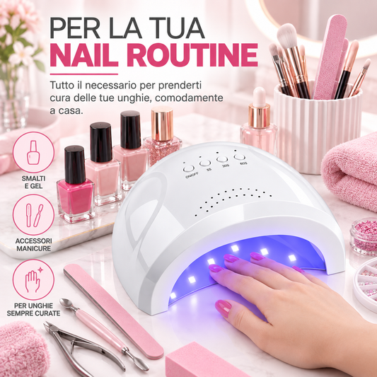 BDIT Accessori Lampada UV LED per Unghie, Lampada per Manicure e Nail Art con Comandi Superiori, Ampia Apertura per la Mano, Luce UV/LED, per Gel Unghie e Manicure a Casa, Bianca