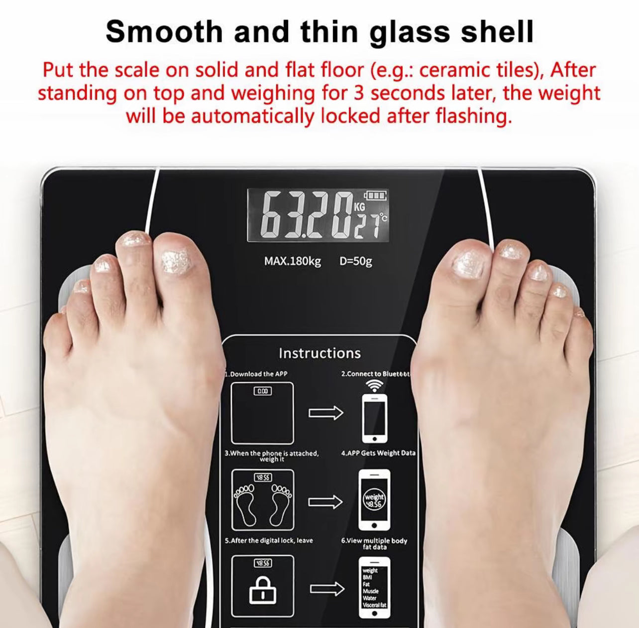 Bilancia Pesapersone Smart Bluetooth con APP – Analisi Composizione Corporea - BDIT ACCESSORI