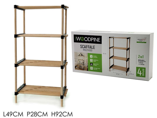 Scaffale Multiuso in Legno 4 Ripiani – Organizer Salvaspazio