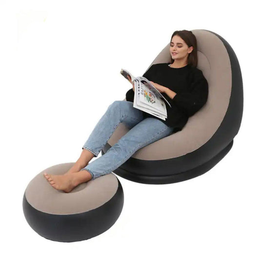 🛋️ Poltrona Gonfiabile con Poggiapiedi – Comfort e Stile Ovunque Tu Sia