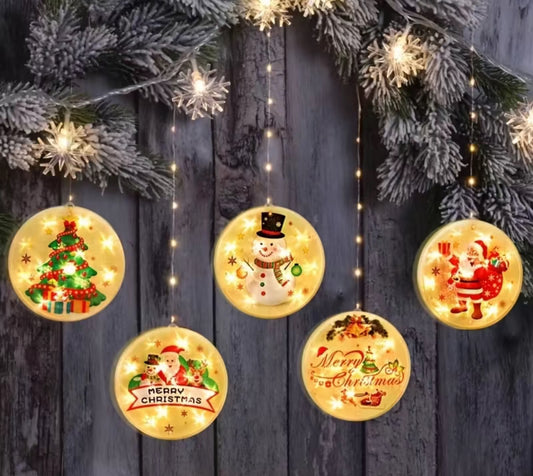 🎅 Decorazioni Natalizie Luminose LED – Pupazzo di Neve & Fiocchi di Neve 3m