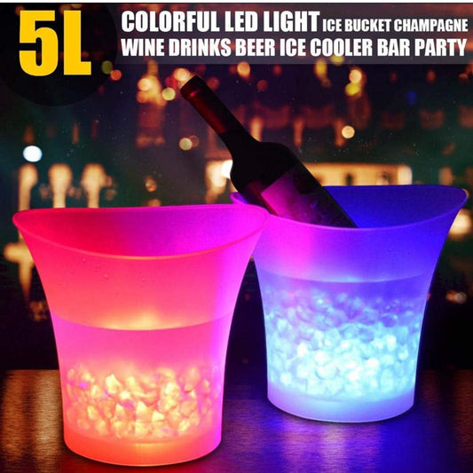 Bdit Secchiello per Ghiaccio LED, 5L Portaghiaccio con Cambio di Colore Multiplo per Festival/Feste/Casa/Bar, Secchiello per Il Ghiaccio Impermeabile per Vino E Champagne (Sfumatura Colorata) - BDIT ACCESSORI