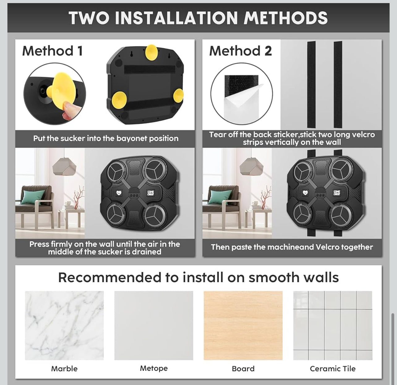 Macchina da Boxe Musicale Extra Large a Parete con LED Dinamico a Colori, Bluetooth, Musica Elettronica e 12 Livelli di Velocità – Allenamento Interattivo per Bambini e Adulti – Ideale per Casa, Interni, Palestre, Allenamenti Fitness e Tempo 27cmx32cm - BDIT ACCESSORI