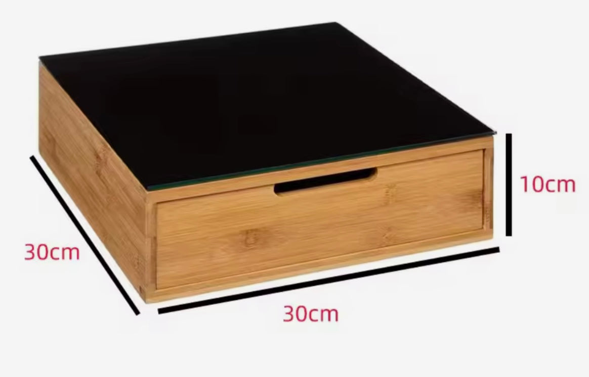 ☕ Porta Capsule Caffè in Bambù con Cassetto e Piano in Vetro Temperato – Organizer 4 Scomparti 🌿