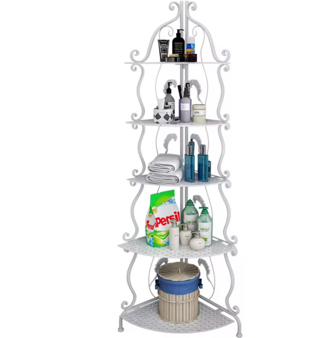 Mensola Angolare da Bagno in Ferro Battuto – Organizer Salvaspazio Elegante e Funzionale