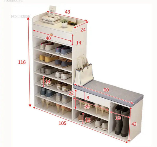 Scarpiera Moderna Salvaspazio con Seduta Imbottita e Vano Stivali