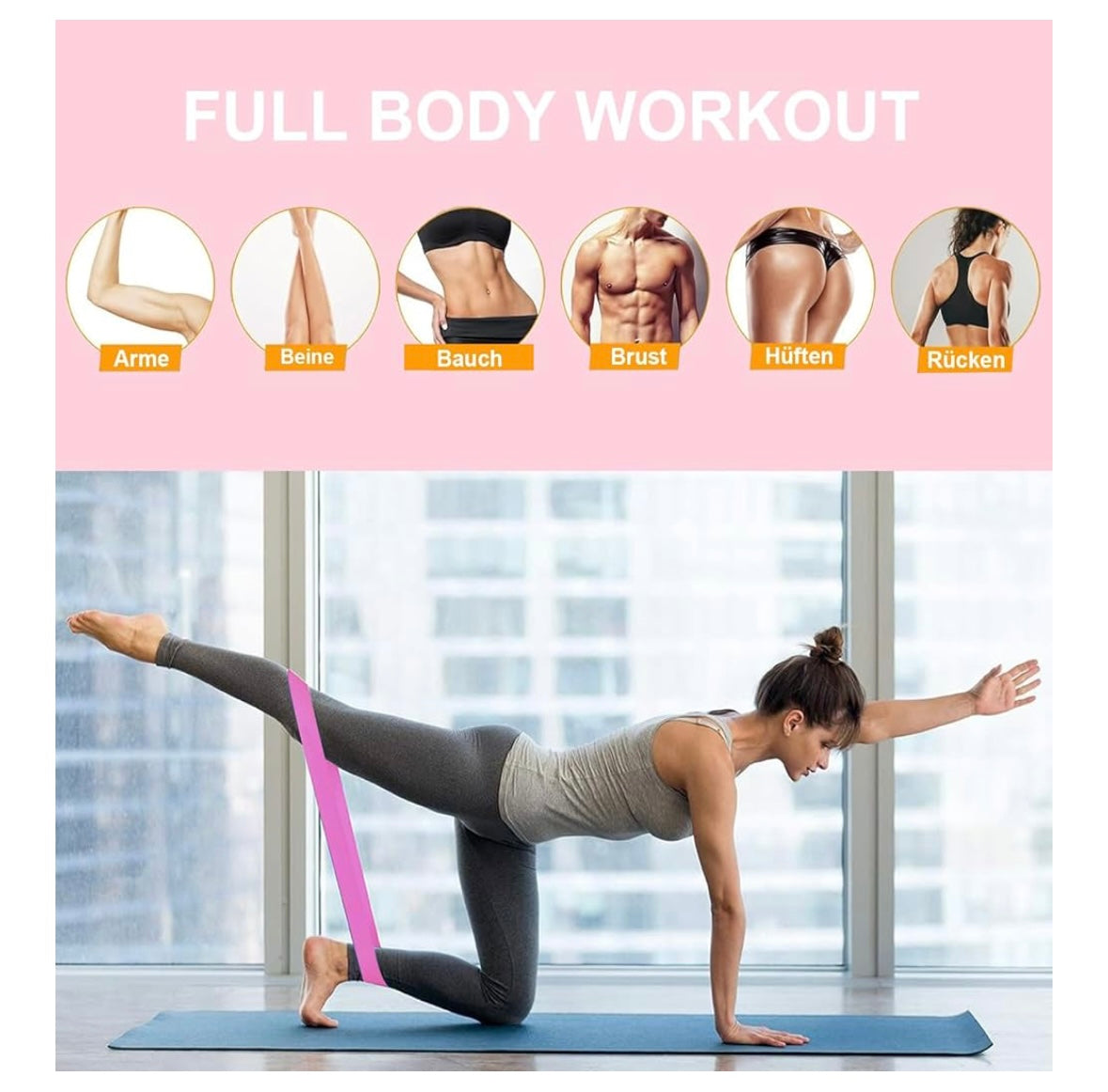 Set Fasce Elastiche Fitness – 5 Bande di Resistenza in Lattice Naturale