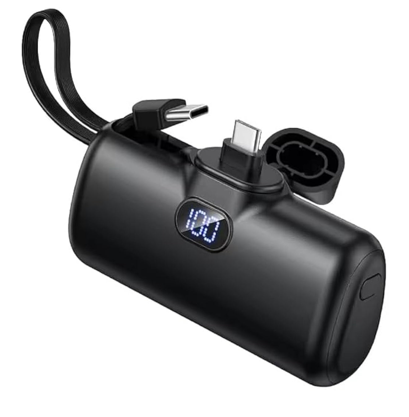 Caricatore 2-in-1 con cavo e power bank integrato – ricarica rapida USB-C/Lightning