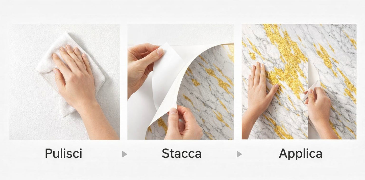 Carta da Parati Adesiva Marmo Bianco e Oro – Eleganza Moderna in un Click