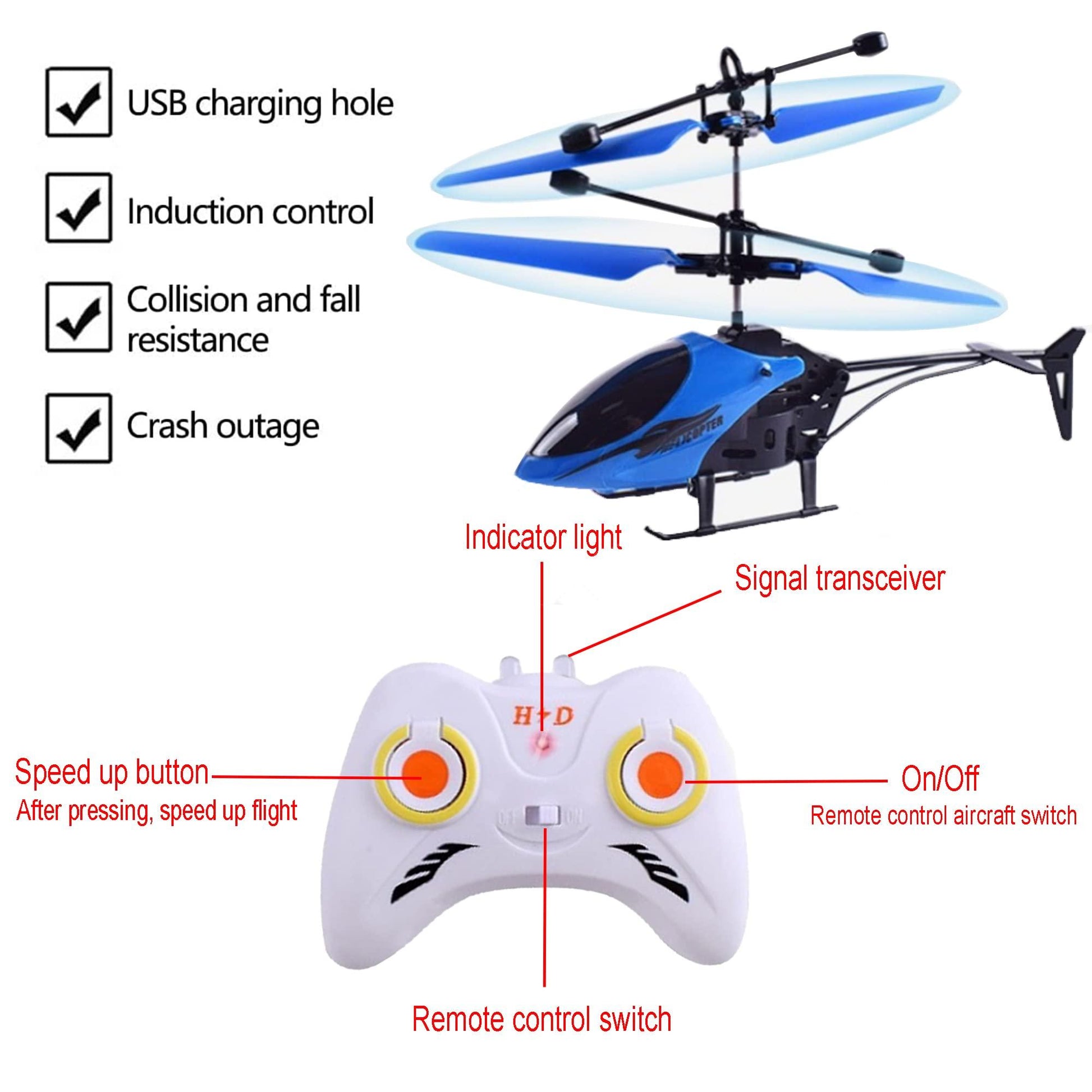 Bdit accessories Remote Control Helicopter, Infrared Controlled Helicopter, RC Helicopter Toy Gift for Kids, Helicopters Steering Wheel-1 - BDIT ACCESSORI