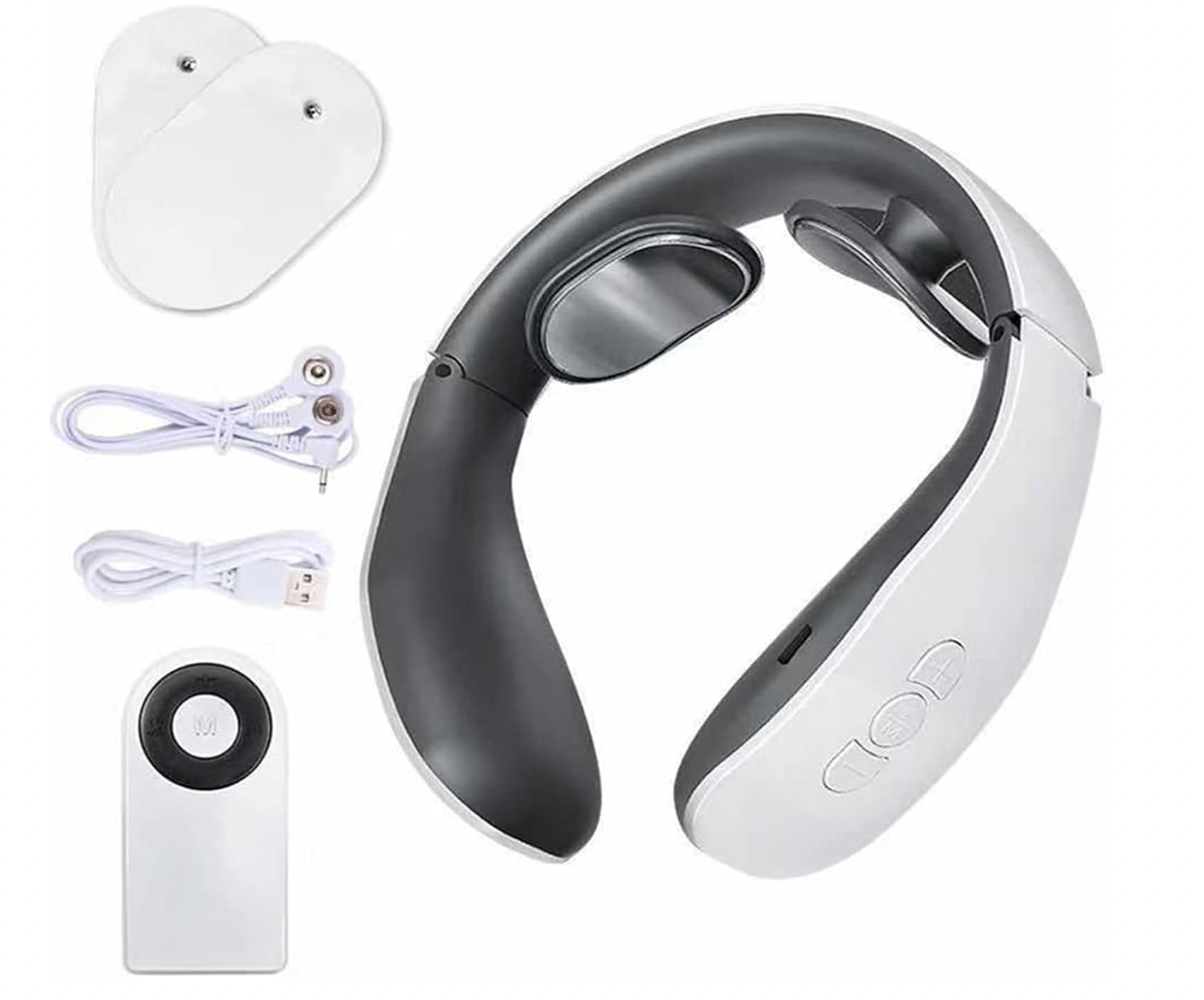 bdit accessori Massaggiatore per il collo, massaggiatore per il collo, massaggiatore portatile per il collo con calore, massaggiatore elettrico senza fili, 4 modalità, 16 intensità, per lavoro quotidiano da casa, - BDIT ACCESSORI