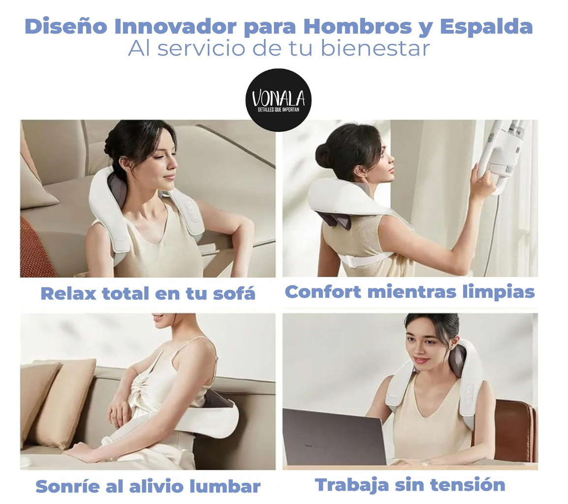 bdit accessori Massaggiatore Cervicale e Schiena Muscolare BodyEase 360, Shiatsu con Calore, 5 Posizioni Regolabili per Rilassamento Profondo - BDIT ACCESSORI