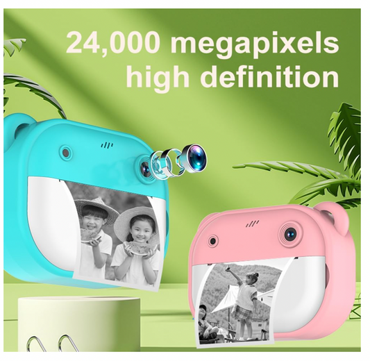 bdit accesori Fotocamera Istantanea Andoer per Bambini 1080P Dual Lente con Schermo da 2 Pollici e Carta Termica, Regalo per Bambini Rosa 3+ Anni - BDIT ACCESSORI