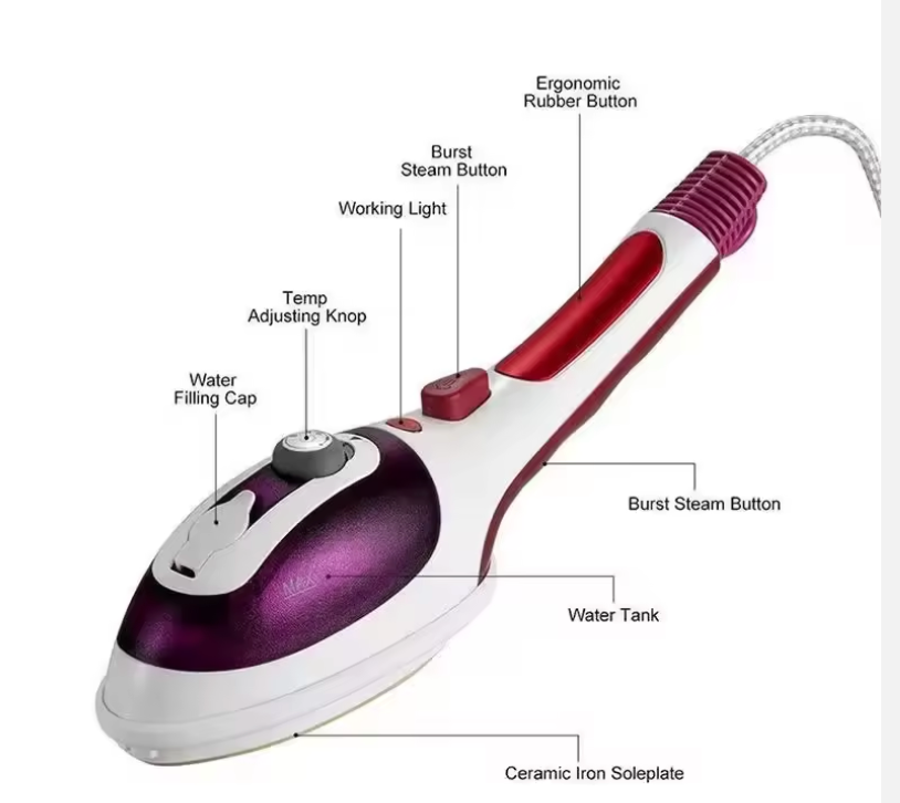 Ferro da Stiro a Vapore Portatile 1000W – Stiratrice Verticale e Orizzontale con Serbatoio 70ml