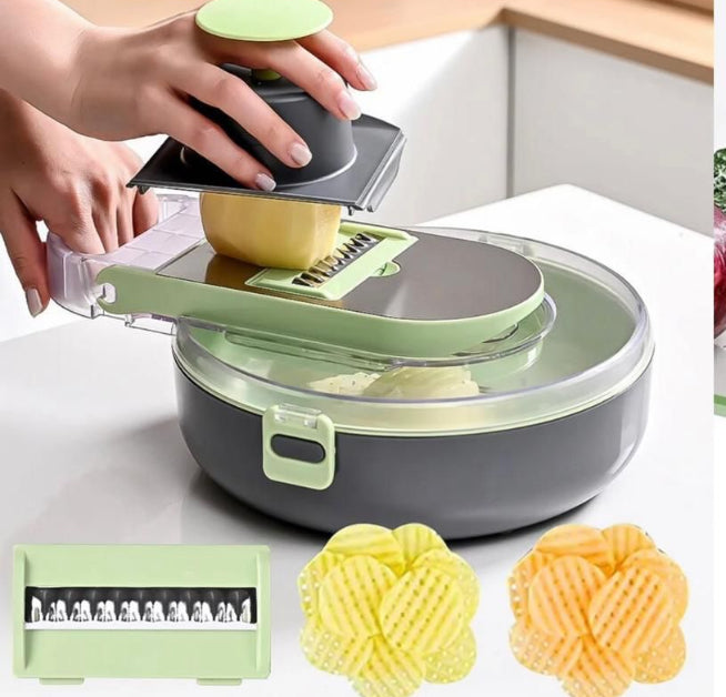 AFFETTA VERDURE MULTIFUNZIONE 12-IN-1 PROFESSIONALE con CONTENITORE