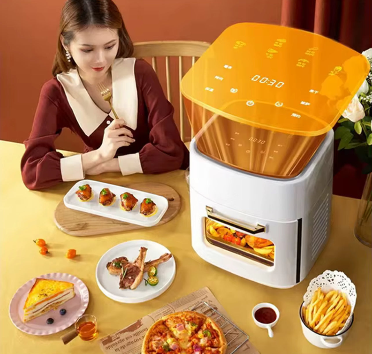 Friggitrice ad Aria Multifunzione 15L con Touch Screen – Cottura Sana, Veloce e Versatile