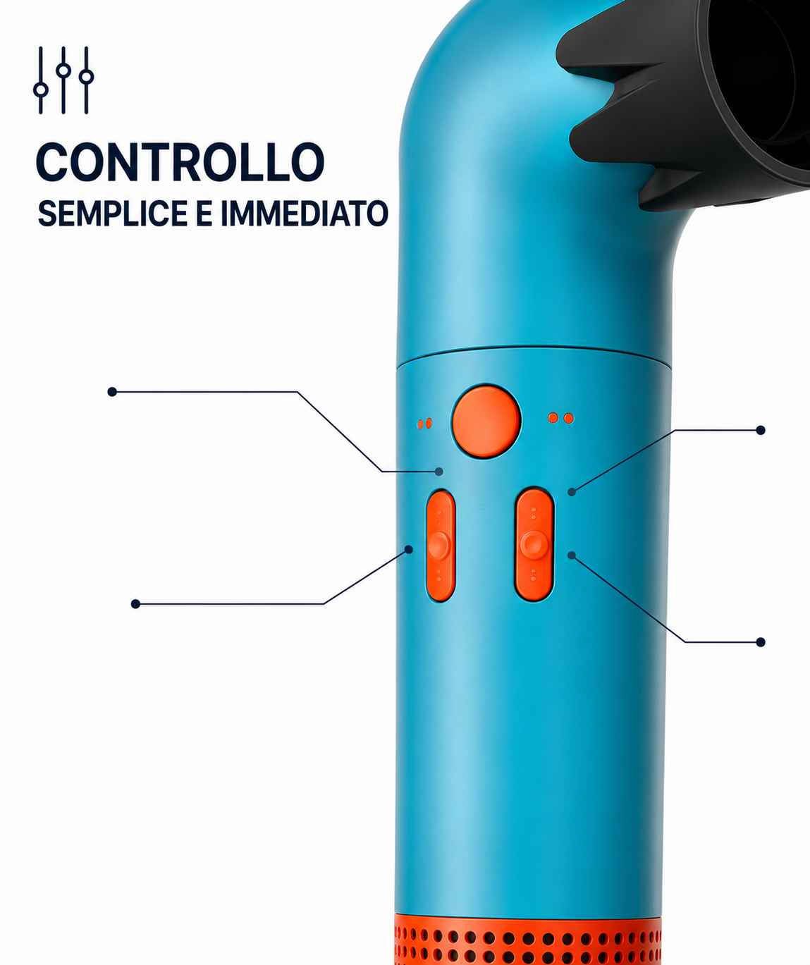 Asciugacapelli con Accessori Intercambiabili, Super Hairdryer Multifunzione per Asciugatura e Styling, Diffusore e Bocchette, Comandi Integrati, Phon con Cavo per Uso Quotidiano a Casa
