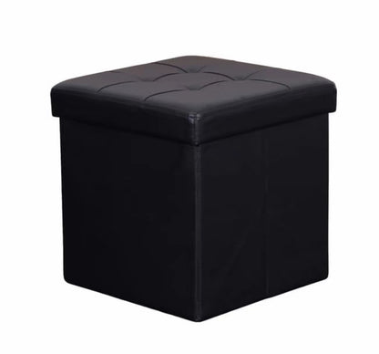 PUFF POUF CONTENITORE QUADRATO ECOPELLE PANCA BAULE TRAPUNTATO 38x38x38cm